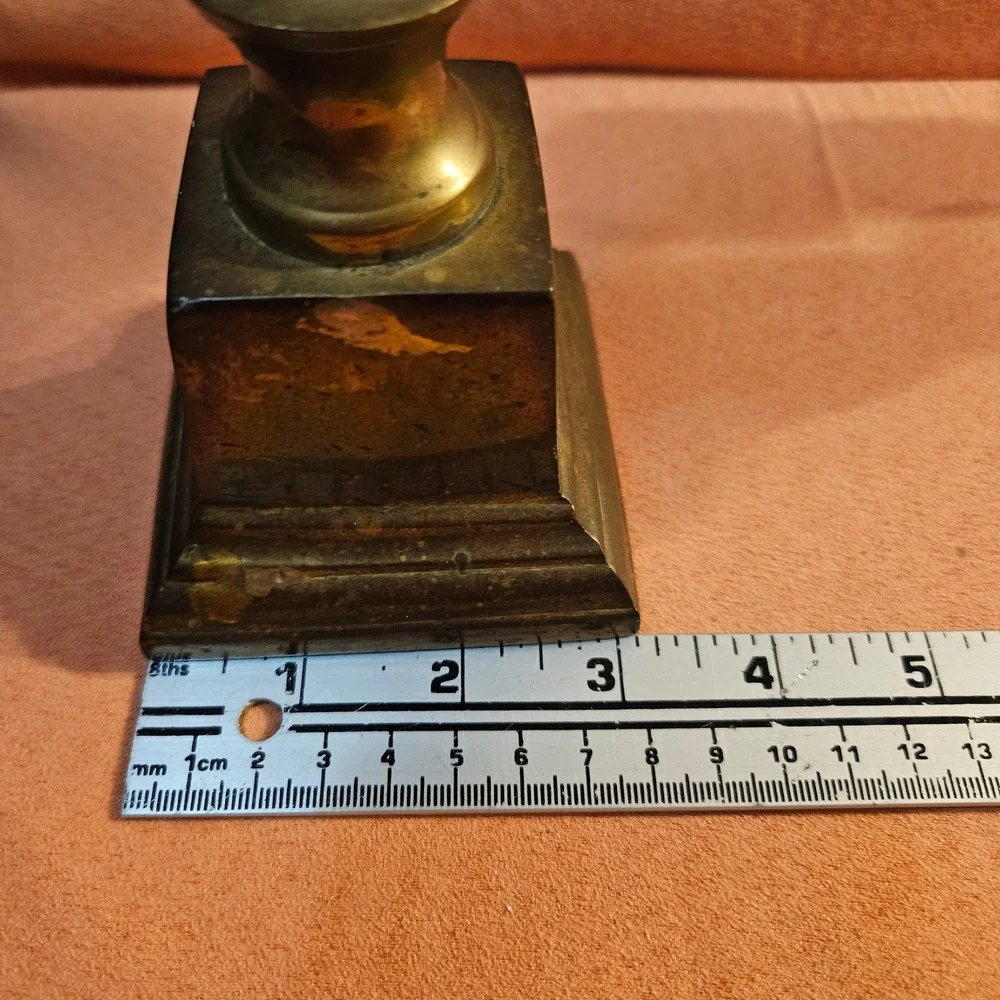 Vintage Heavy Brass Candlestick Holders Set of‎ 2 Square Base Home Decor India